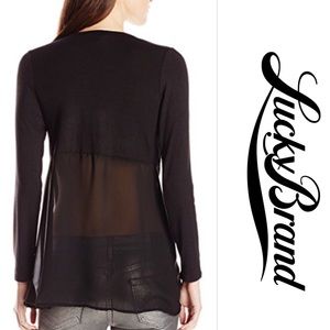 *NWT* Lucky Brand Hi-Low Black Contrast Top, Small
